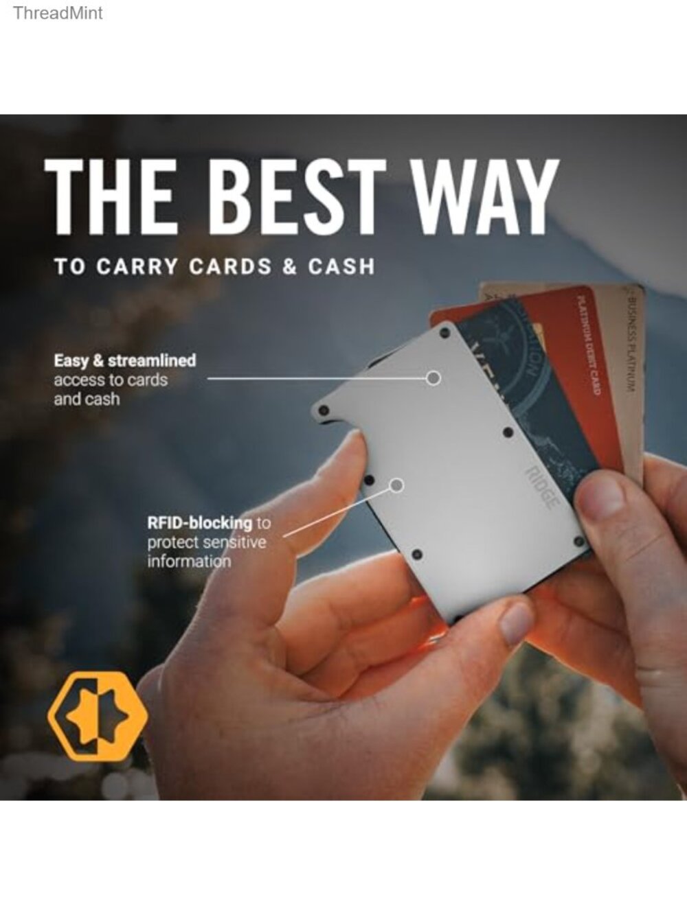 Slim Minimalist RFID Protected Front Pocket Wallet with Cash Strap